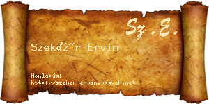 Szekér Ervin névjegykártya